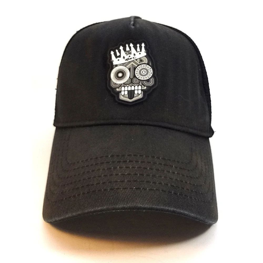 King Maya Colors Black Mesh Trucker Hat Skull‎ Crown Be Fearless By All In